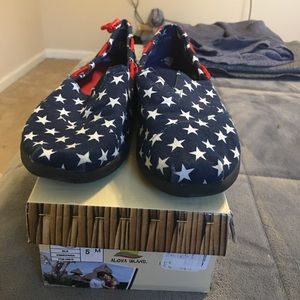 Size 5 red/white/blue slip on shoes